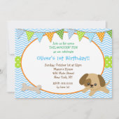 Dog Puppy Birthday Party Invitations Kaart (Voorkant)