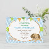 Dog Puppy Birthday Party Invitations Kaart (Staand voorkant)
