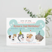 Dog Puppy Birthday Party Paw-ty Invitation Kaart (Staand voorkant)
