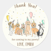 Dog Puppy Birthday Party Ronde Sticker (Voorkant)