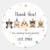 Dog Puppy Birthday Party Ronde Sticker (Voorkant)