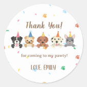 Dog Puppy Birthday Party Ronde Sticker (Voorkant)