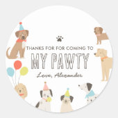 Dog Puppy Birthday Party Ronde Sticker (Voorkant)