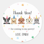 Dog Puppy Birthday Party Ronde Sticker (Voorkant)