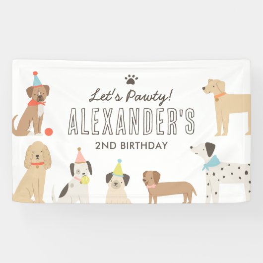 Dog Puppy Birthday Party Spandoek (Horizontaal)