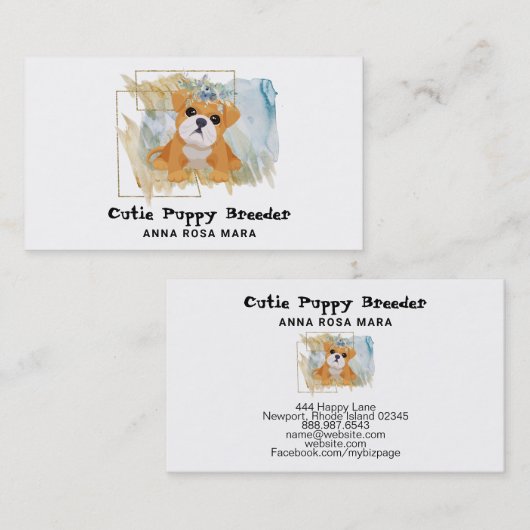*~* Dog Puppy Breeder Day Care Visitekaartje (Voorkant / Achterkant)