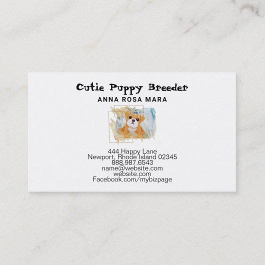 *~* Dog Puppy Breeder Day Care Visitekaartje (Achterkant)