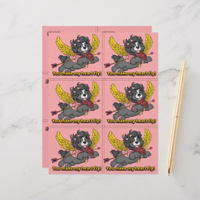 Dog Puppy Classroom Valentine Sheets Briefhoofd (Voorkant / Achterkant in situ)