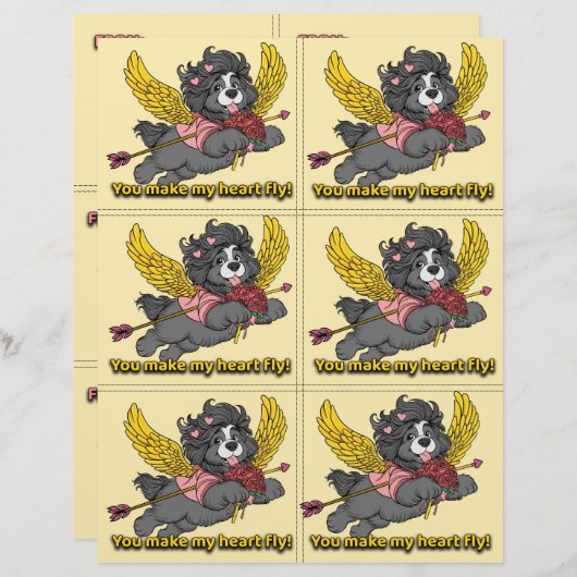 Dog Puppy Classroom Valentine Sheets Briefhoofd (Voorkant / Achterkant)