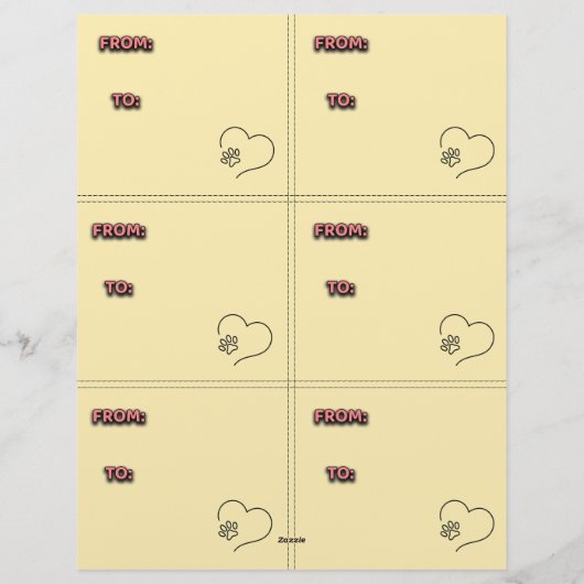 Dog Puppy Classroom Valentine Sheets Briefhoofd (Achterkant)