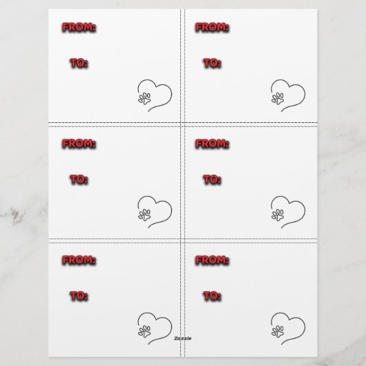 Dog Puppy Classroom Valentine Sheets Briefhoofd (Achterkant)