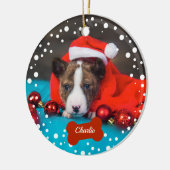Dog Puppy first-kerstfoto Eenvoudige foto Keramisch Ornament (Links)