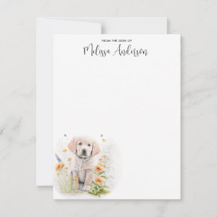 Dog Puppy Golden Retriever Moderne Waterverf Notitiekaartje