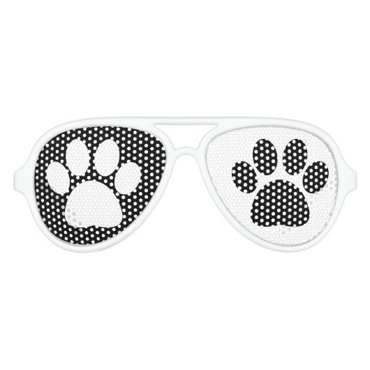 Dog Puppy Paw Print Zwart-wit feest Aviator Zonnebril (Voorkant)