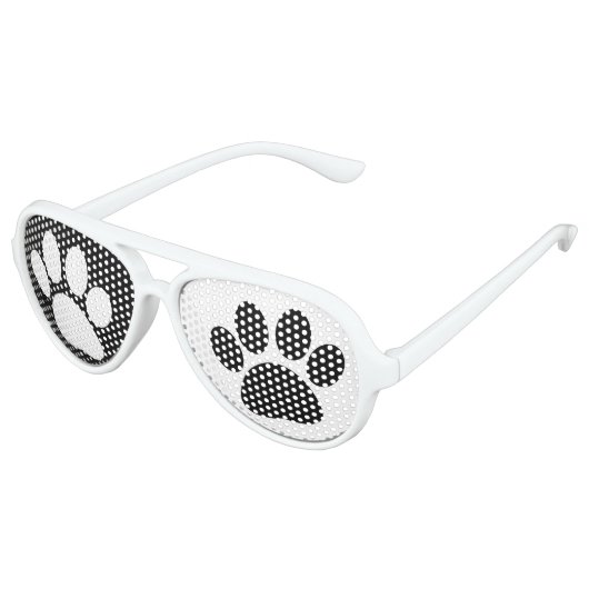 Dog Puppy Paw Print Zwart-wit feest Aviator Zonnebril (Gekanteld)