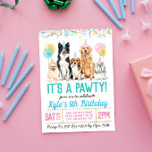Dog Puppy Paw-ty Birthday Invitation Kaart
