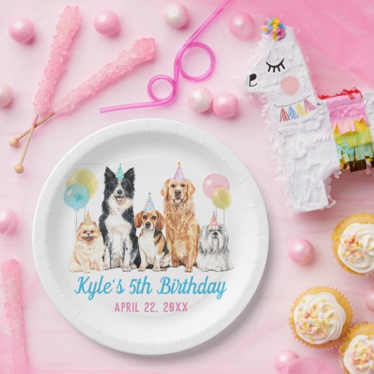 Dog Puppy Paw-ty Birthday Papieren Bordje (Feest)