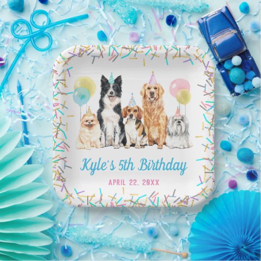 Dog Puppy Paw-ty Birthday Papieren Bordje (Feest)