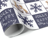 Dog Puppy Pet Foto Snowflake Kerstmis Cadeaupapier (Rol Hoek)