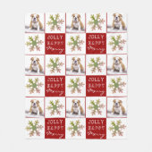 Dog Puppy Pet Foto Snowflake Red Kerstmis Fleece Deken (Voorkant)
