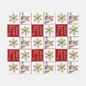 Dog Puppy Pet Foto Snowflake Red Kerstmis Fleece Deken (Voorkant (Horizontaal))