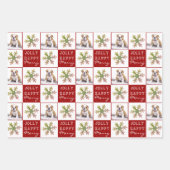 Dog Puppy Pet Foto Snowflake Red Kerstmis Inpakpapier Vel (Voorkant 2)