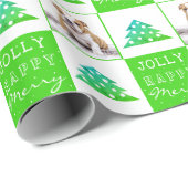 Dog Puppy Pet Typografie Kerstboom Foto Cadeaupapier (Rol Hoek)