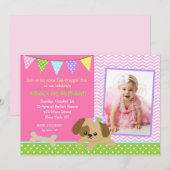 Dog Puppy Photo Birthday Party Invitations Kaart (Voorkant / Achterkant)