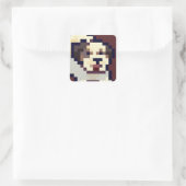 Dog, puppy, Pixelart, Pixel Art Vierkante Sticker (Tas)