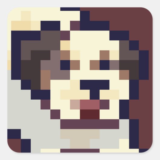 Dog, puppy, Pixelart, Pixel Art Vierkante Sticker (Voorkant)