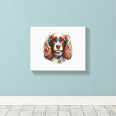 Dog Puppy Pooch Schattige Grappig Brillen Studeren Canvas Afdruk (Insitu (Houten vloer))