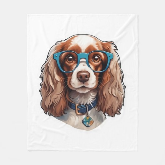 Dog Puppy Pooch Schattige Grappig Brillen Studeren Fleece Deken (Voorkant)