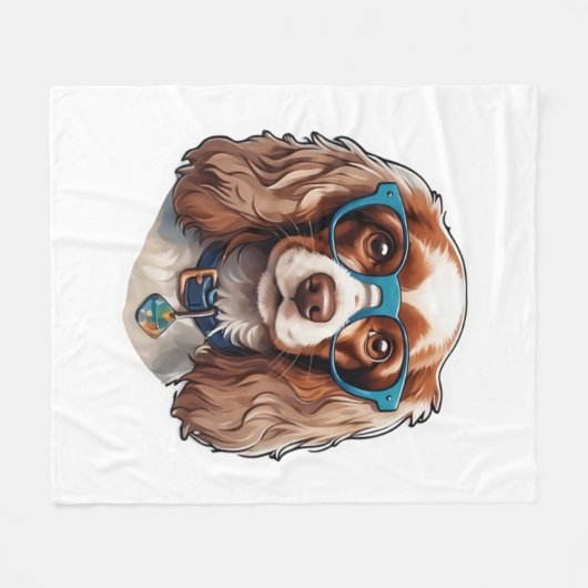 Dog Puppy Pooch Schattige Grappig Brillen Studeren Fleece Deken (Voorkant (Horizontaal))