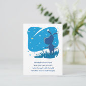 Dog Puppy Shooting Star Make Wish Night Blue Sky Briefkaart (Staand voorkant)