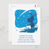 Dog Puppy Shooting Star Make Wish Night Blue Sky Briefkaart (Voorkant / Achterkant)