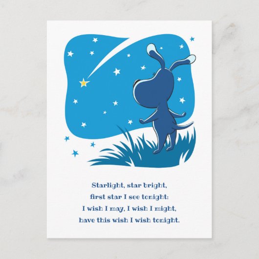 Dog Puppy Shooting Star Make Wish Night Blue Sky Briefkaart (Voorkant)