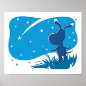 Dog Puppy Shooting Star Night Blue Sky Poster (Voorkant)