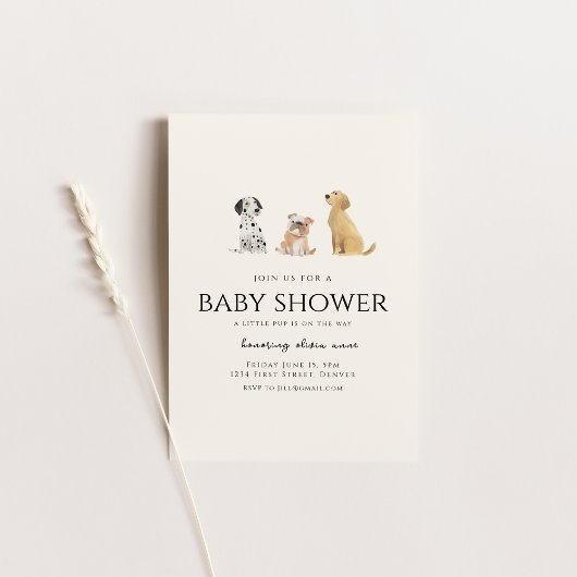 Dog Puppy Thema Baby shower Uitnodiging