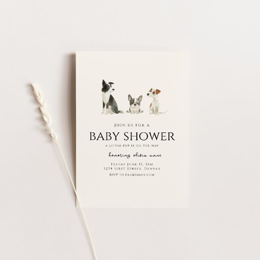 Dog Puppy Thema Baby shower Uitnodiging