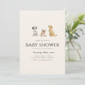 Dog Puppy Thema Baby shower Uitnodiging (Staand voorkant)