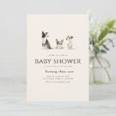 Dog Puppy Thema Baby shower Uitnodiging (Staand voorkant)