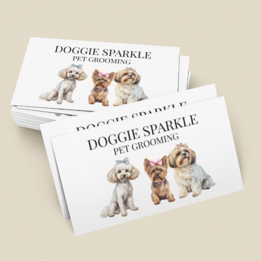 Dog Puppy Waterverf Pet Services Grooming Pet Visitekaartje