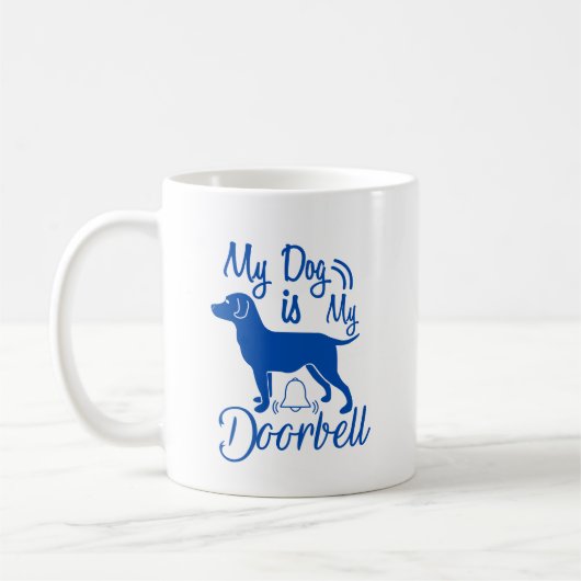 Dog Quote: Mijn hond is mijn deurbel - blauw Koffiemok (Links)