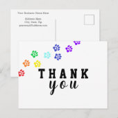 Dog Rainbow Paw Aangepast bedankt kaart (Voorkant / Achterkant)