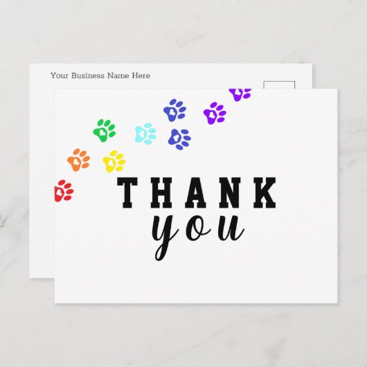 Dog Rainbow Paw Aangepast bedankt kaart (Voorkant / Achterkant)