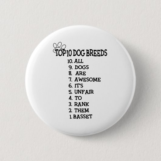 Dog rank basset ronde button 5,7 cm (Voorkant)