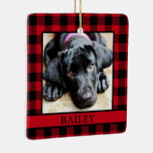 Dog Red Buffalo Check Foto Keramisch Ornament (Rechts)