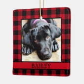 Dog Red Buffalo Check Foto Keramisch Ornament (Links)