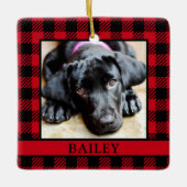 Dog Red Buffalo Check Foto Keramisch Ornament (Voorkant)