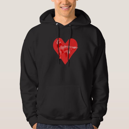 Dog Red Heart Flat Coated Retriever Hoodie (Voorkant)